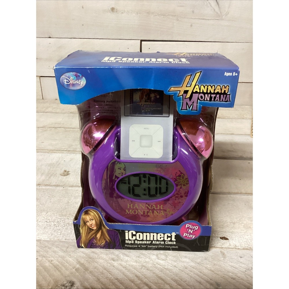 NEW Disney Hannah Montana Plug N Play iConnect MP3 Speaker Alarm Clock